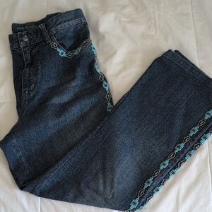 Lauren Ralph Lauren Dark Blue Jeans with Turquoise Embroidery